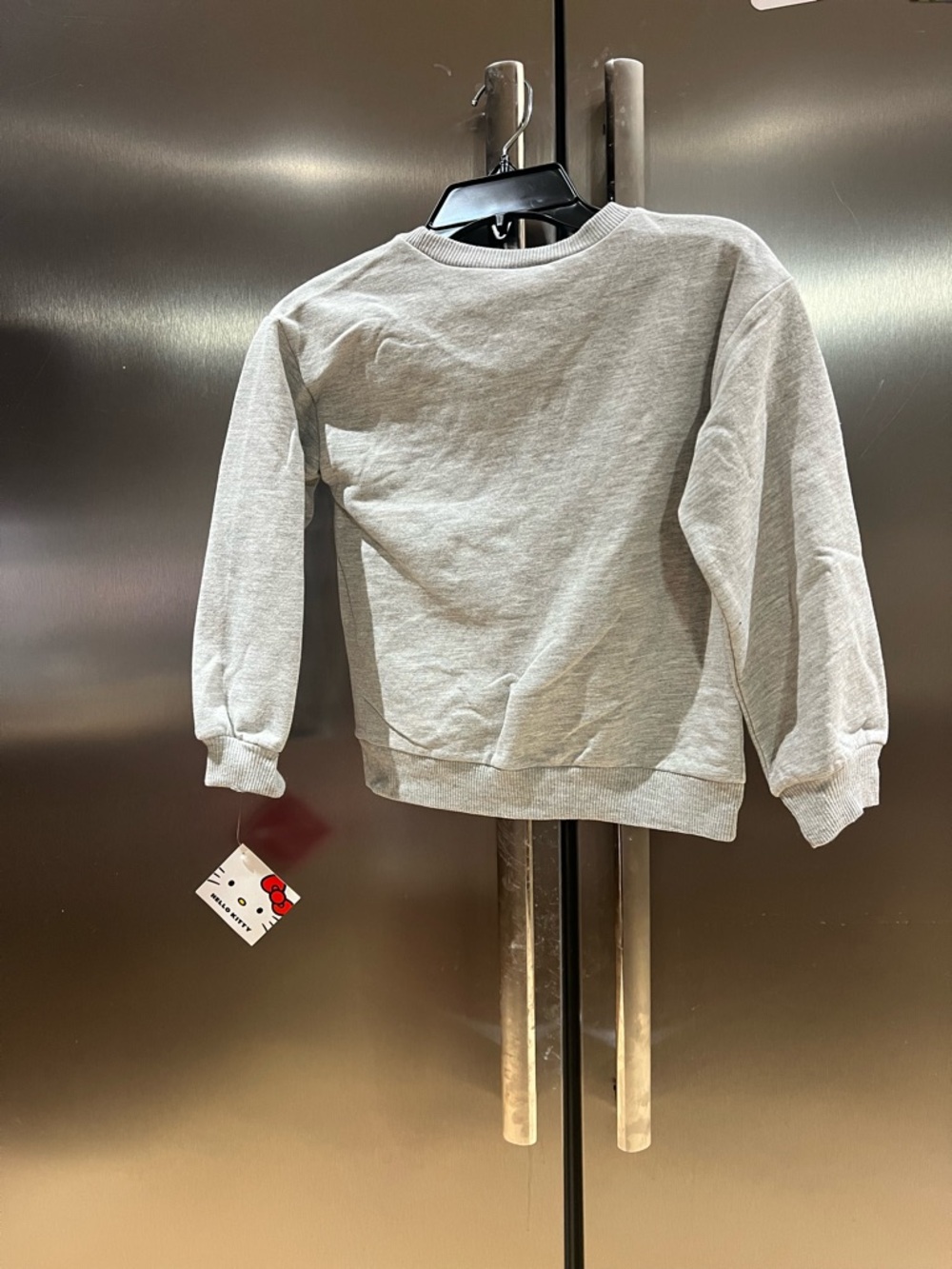 New - Hello Kitty Girls' Gray Sweatshirt with Pink Bow - Picture 4 of 8